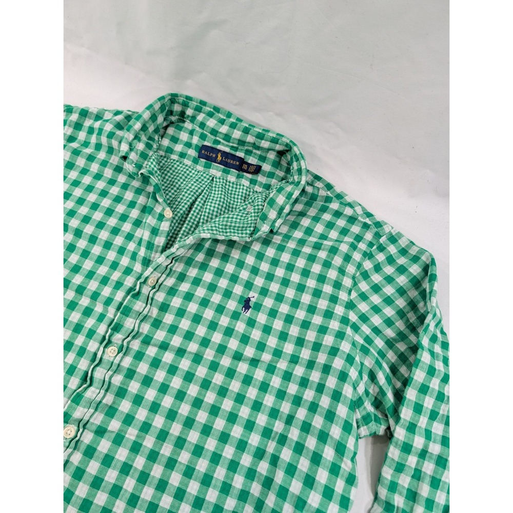Orvis 100%‎ Cotton Button Down Shirt XXL Green Two Tone Plaid Hiking Gingham